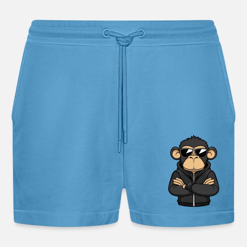 Affe Comic - Organic Relaxed Cropped Shorts Made in EU -  Sol Blue