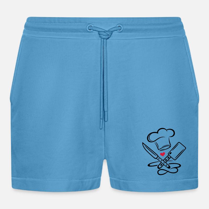 Icona di chef di cuoco cappello da cuoco cappello cuoco infinito - Pantaloncini corti ecologici casual Made in UE - Sol Blue