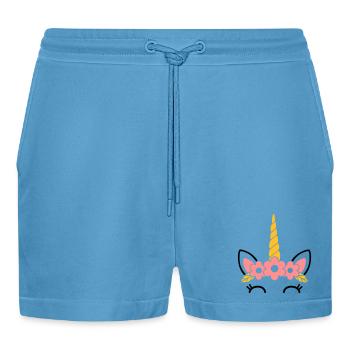Reine des fleurs : la majestueuse licorne - Short bio décontracté court fabriqué en UE -  Sol Blue - Devant