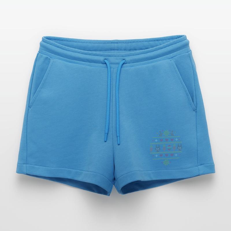 Easter motifs in knitting pattern style for Easter Organic Relaxed Cropped Shorts Made in EU