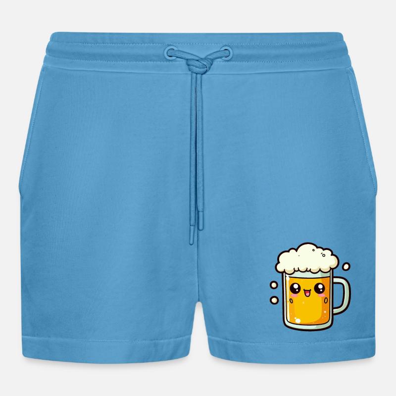 Comic Bier - Organic Relaxed Cropped Shorts Made in EU -  Sol Blue