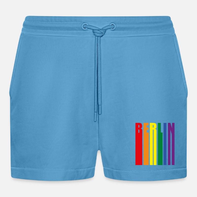 Berlin Regenbogen Pride Geschenk - Organic Relaxed Cropped Shorts Made in EU -  Sol Blue