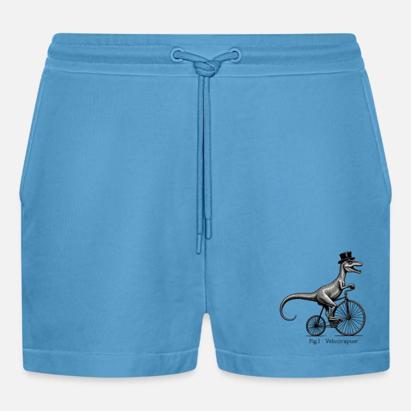 Velociraptor - Organic Relaxed Cropped Shorts Made in EU -  Sol Blue