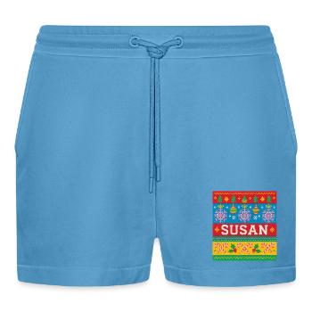 Personalisierte Susan-Weihnachtskunst - Organic Relaxed Cropped Shorts Made in EU -  Sol Blue - Vorne