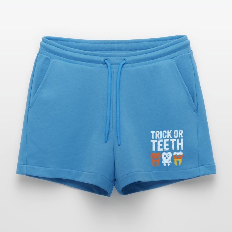 Trick oder Teeth Halloween-T-Shirt Organic Relaxed Cropped Shorts Made in EU