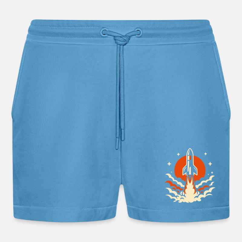 Fusée rétro - Short bio décontracté court fabriqué en UE -  Sol Blue