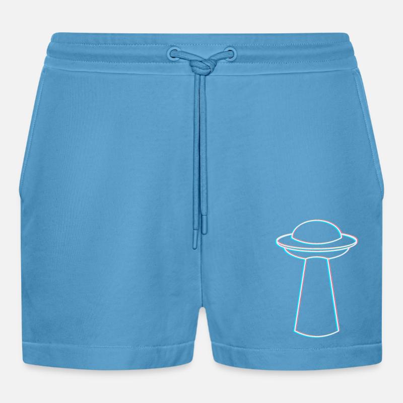 UFO Glitch – Rave & Techno Vibes - Organic Relaxed Cropped Shorts Made in EU -  Sol Blue