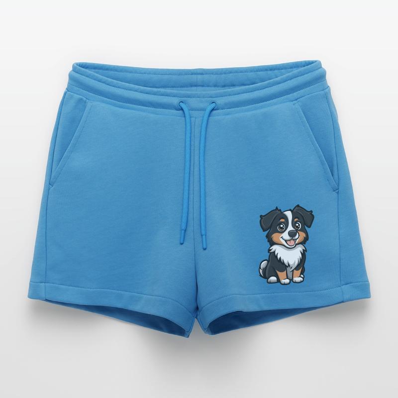 Australian Shepherd Hund Comic Niedlich Organic Relaxed Cropped Shorts Made in EU