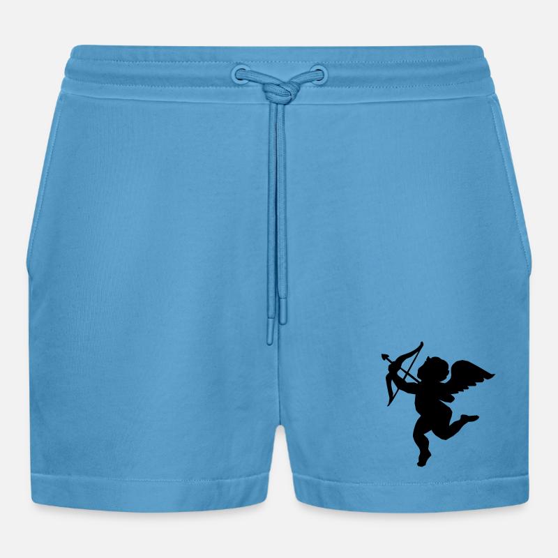 Engel mit Pfeil und Bogen  - Organic Relaxed Cropped Shorts Made in EU -  Sol Blue