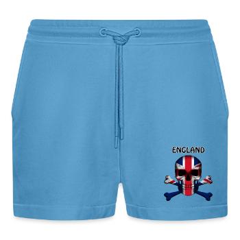 Crâne Jolly Roger Pirate Flag Angleterre R6Z - Short bio décontracté court fabriqué en UE -  Sol Blue - Devant