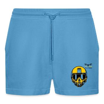 Drohnenpilot 3 - Organic Relaxed Cropped Shorts Made in EU -  Sol Blue - Vorne