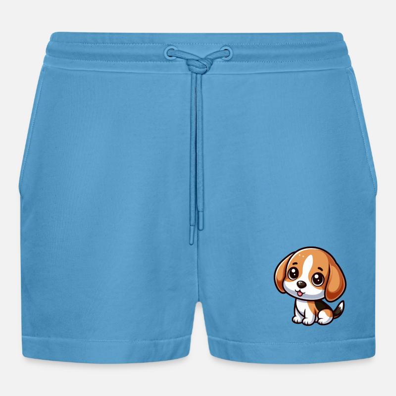 Chibi Beagle Hund - Organic Relaxed Cropped Shorts Made in EU -  Sol Blue