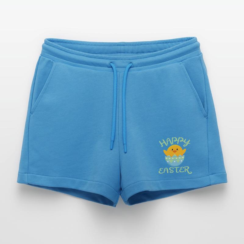 Happy Easter chick in Easter egg Organic Relaxed Cropped Shorts Made in EU