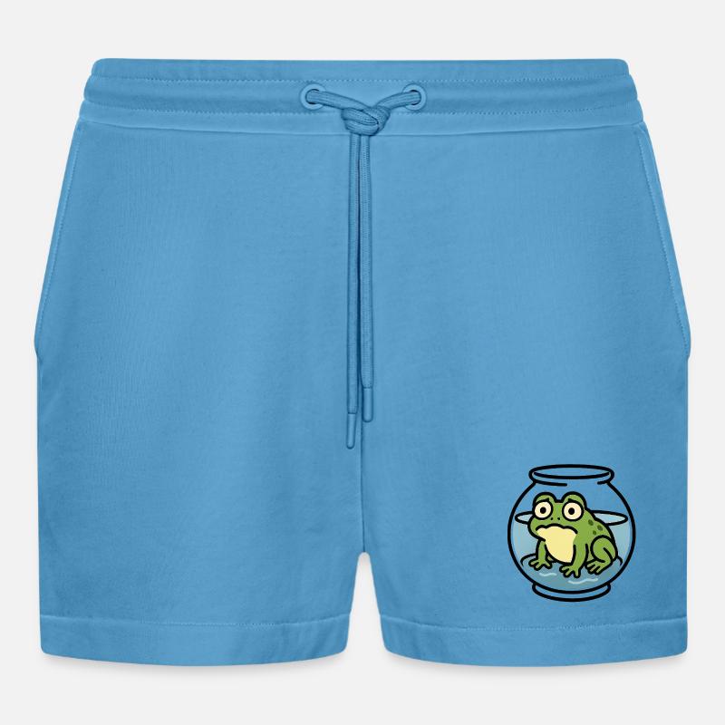 Grenouille dans un bol - Short bio décontracté court fabriqué en UE -  Sol Blue