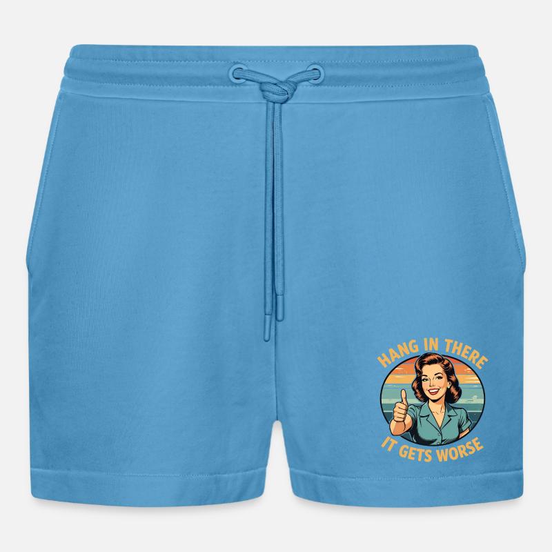 Bleib dran, es wird schlimmer - Organic Relaxed Cropped Shorts Made in EU - Sol Blue