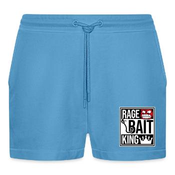Rage Bait King Online Troll Aufmerksamkeit Spaß - Organic Relaxed Cropped Shorts Made in EU -  Sol Blue - Vorne