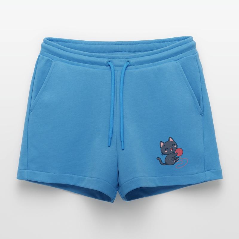 Red wool kitten soft pattern Organic Relaxed Cropped Shorts Made in EU