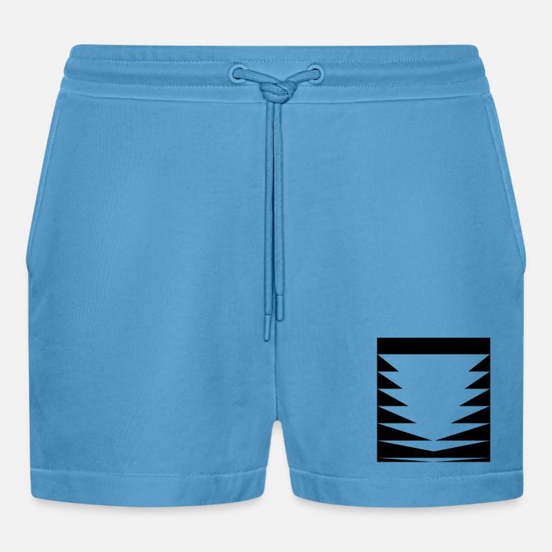 Triangles Pattern design - Organic Relaxed Cropped Shorts Made in EU - Sol Blue