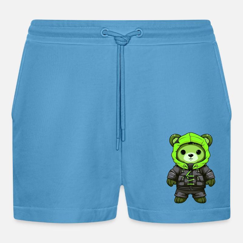 Bär Winter Comic - Organic Relaxed Cropped Shorts Made in EU -  Sol Blue