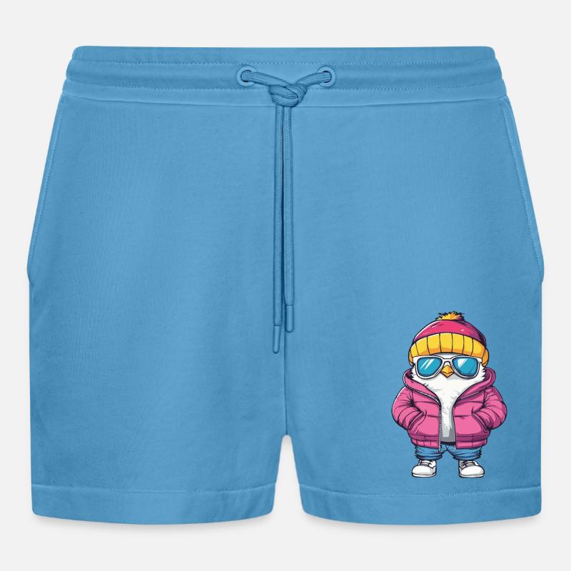 Taube Vogel Cool Comic - Organic Relaxed Cropped Shorts Made in EU -  Sol Blue