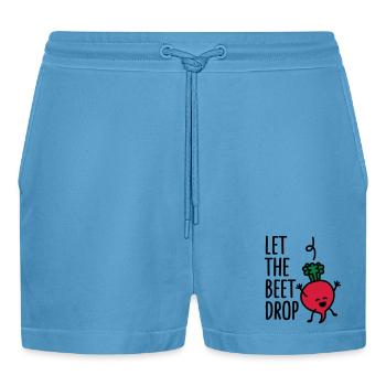 Let the beet drop - Organic Relaxed Cropped Shorts Made in EU -  Sol Blue - Front