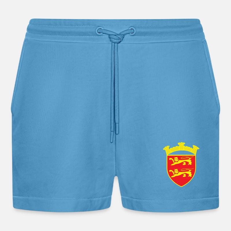 ROT WAPPEN LÖWENTURM ODER COPYRIGHT RUNEMBERG - Organic Relaxed Cropped Shorts Made in EU -  Sol Blue