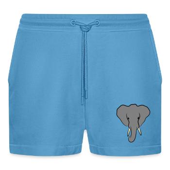Elephant Head Minimalist - Organic Relaxed Cropped Shorts Made in EU -  Sol Blue - Front