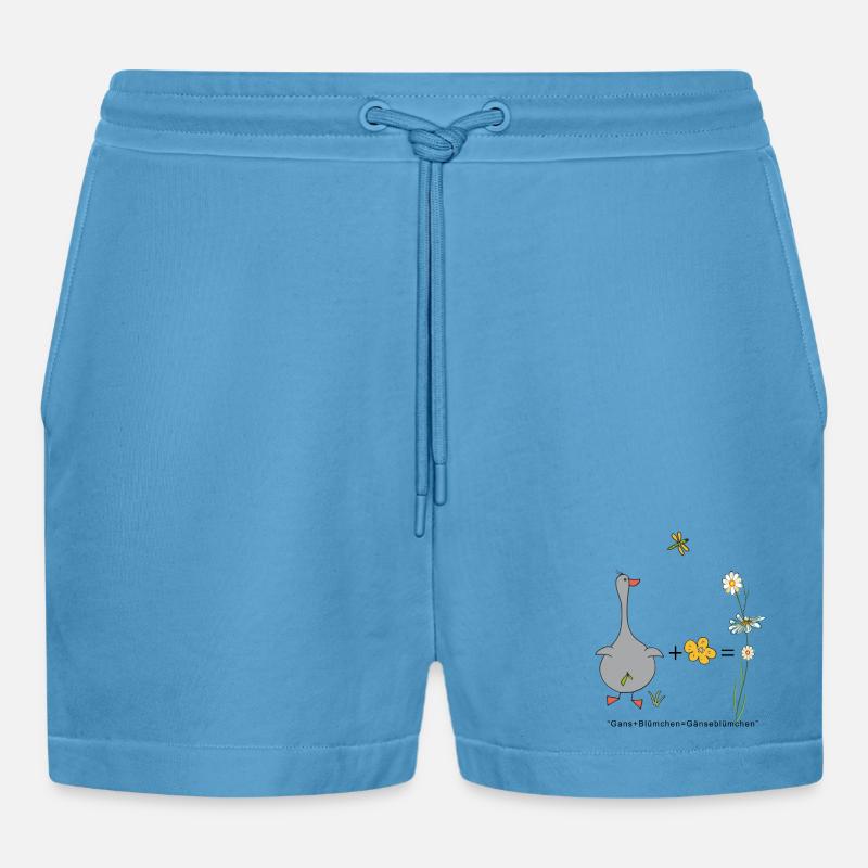 Gans und Blümchen gleich Gänseblümchen - Organic Relaxed Cropped Shorts Made in EU -  Sol Blue