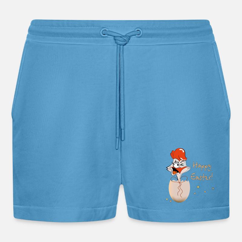 Happy Easter Hahn Ostern - Organic Relaxed Cropped Shorts Made in EU -  Sol Blue
