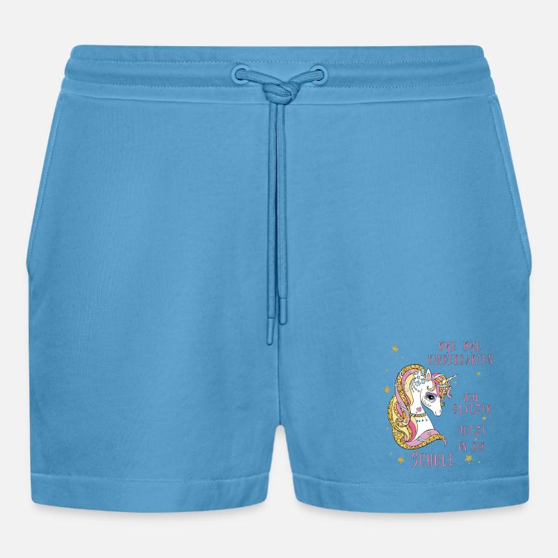 Bye Bye Kindergarten Schule - Organic Relaxed Cropped Shorts Made in EU -  Sol Blue