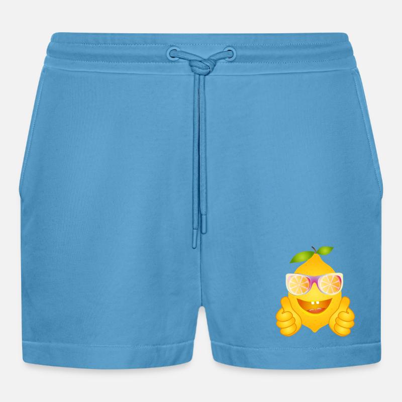 Coole Zitrone mit Sonnenbrille – Comicfrucht - Organic Relaxed Cropped Shorts Made in EU -  Sol Blue