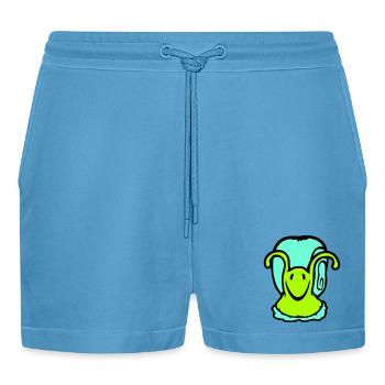snail shell snail slug cute sweet - Organic Relaxed Cropped Shorts Made in EU -  Sol Blue - Front