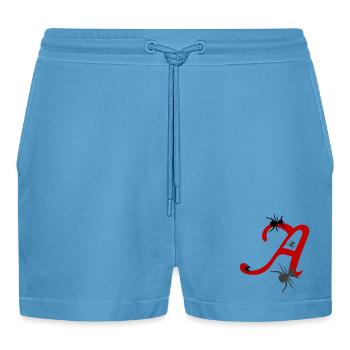 Letter A Initial - Organic Relaxed Cropped Shorts Made in EU -  Sol Blue - Front