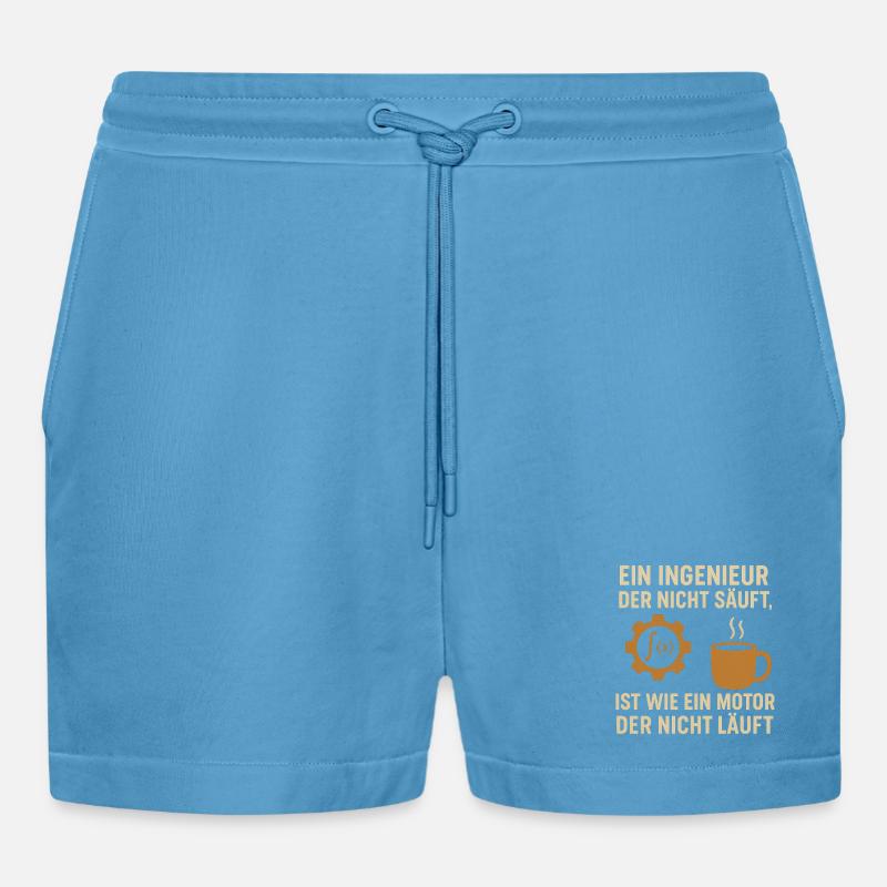 Ingenieur Humor Kaffee Motor - Organic Relaxed Cropped Shorts Made in EU -  Sol Blue