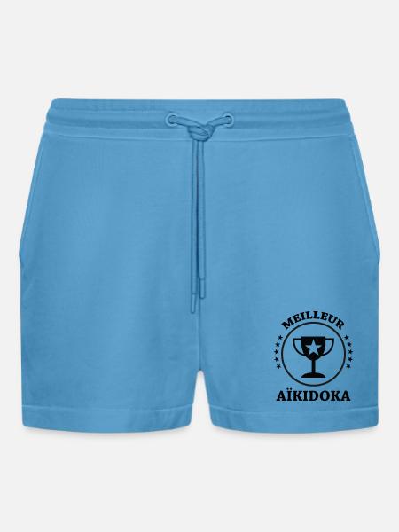 Best Aikido - Aikido - Organic Relaxed Cropped Shorts Made in EU - Sol Blue