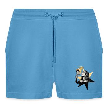Frau Feuer 1 - Organic Relaxed Cropped Shorts Made in EU -  Sol Blue - Vorne