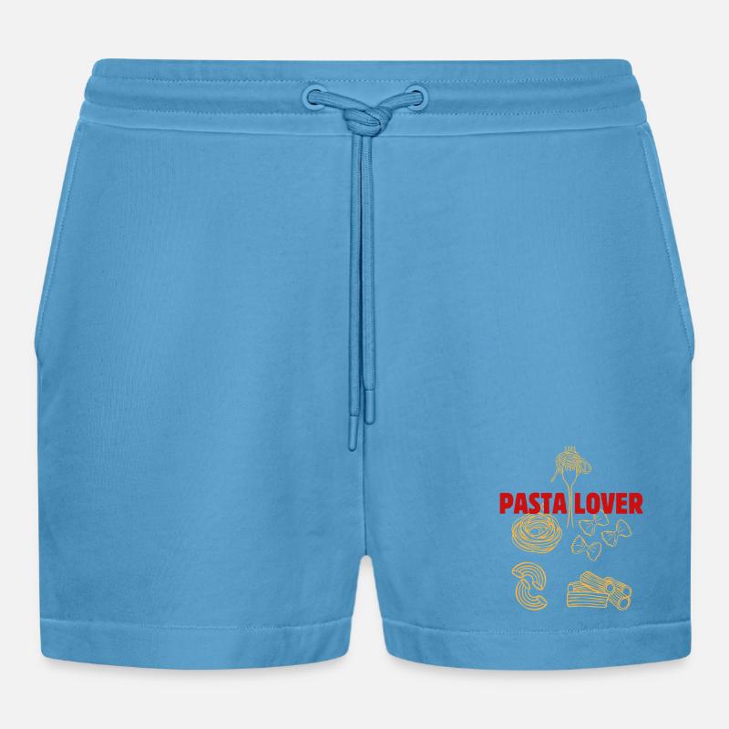 Pasta Lover Pattern - Organic Relaxed Cropped Shorts Made in EU - Sol Blue
