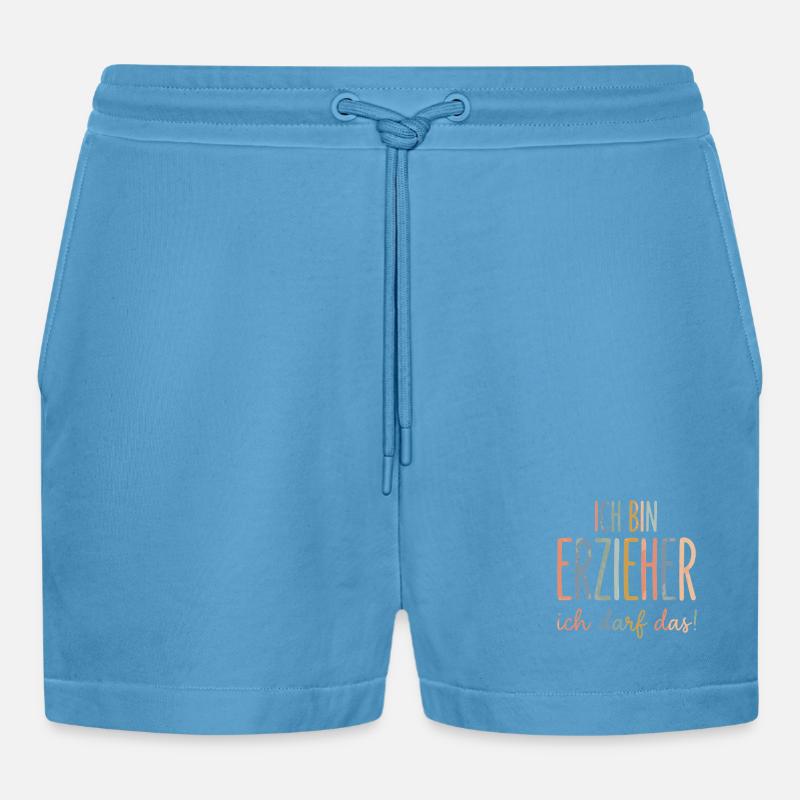 Ich bin erzieher ich darf das - Organic Relaxed Cropped Shorts Made in EU -  Sol Blue