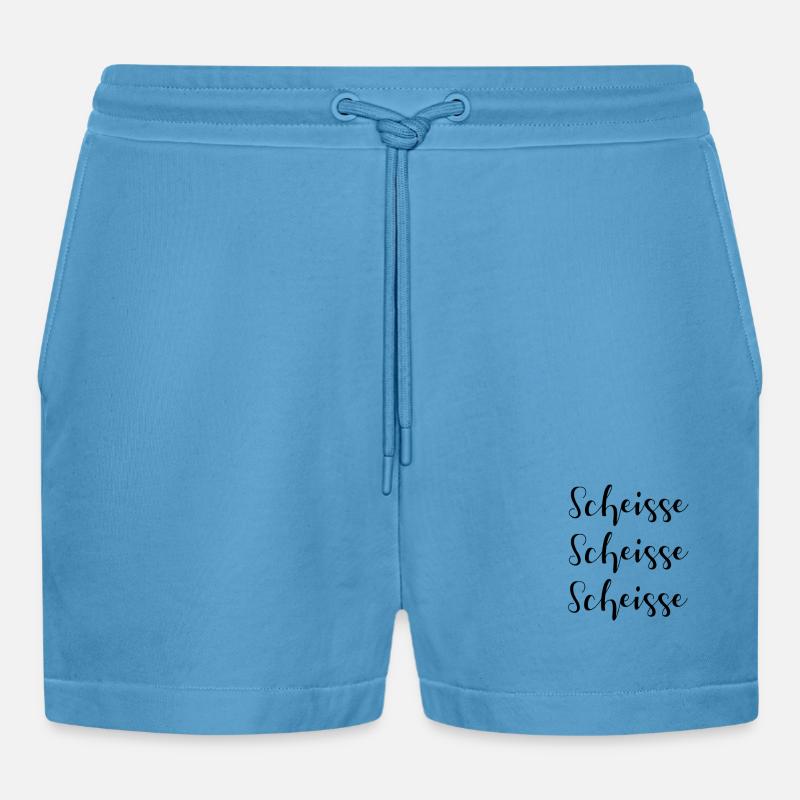 Scheisse Scheisse Scheisse fluchen - Organic Relaxed Cropped Shorts Made in EU -  Sol Blue