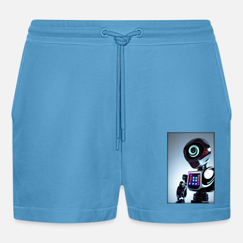 Roboter Zukunft Technik Wissenschaft Android - Organic Relaxed Cropped Shorts Made in EU -  Sol Blue