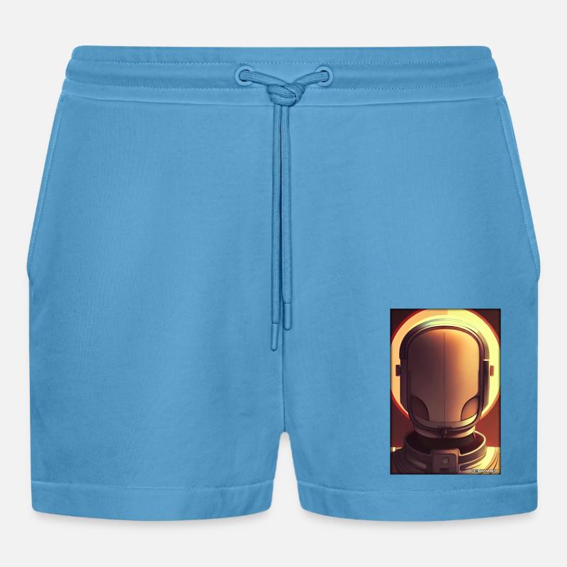 Robot Future Technology Science Android - Organic Relaxed Cropped Shorts Made in EU -  Sol Blue