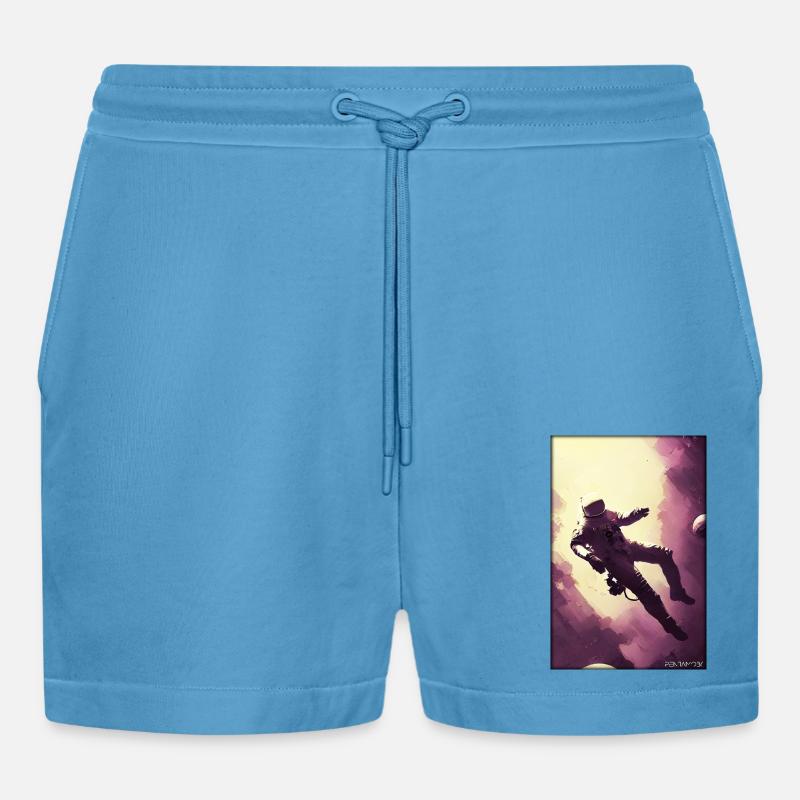 Astronaut Zukunft Sci-Fi Technik - Organic Relaxed Cropped Shorts Made in EU - Sol Blue
