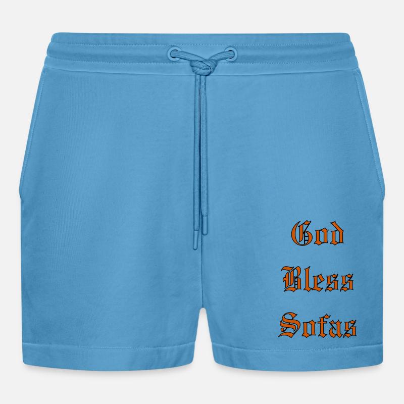 GodBlessSofas - Short bio décontracté court fabriqué en UE - Sol Blue