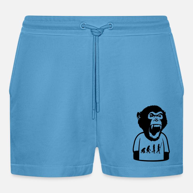 Monkey Evolution - Organic Relaxed Cropped Shorts Made in EU -  Sol Blue