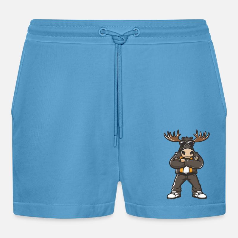 Moose Comic - Organic Relaxed Cropped Shorts Made in EU -  Sol Blue