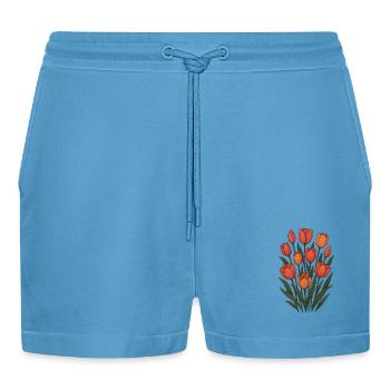 Tulipes - Short bio décontracté court fabriqué en UE -  Sol Blue - Devant