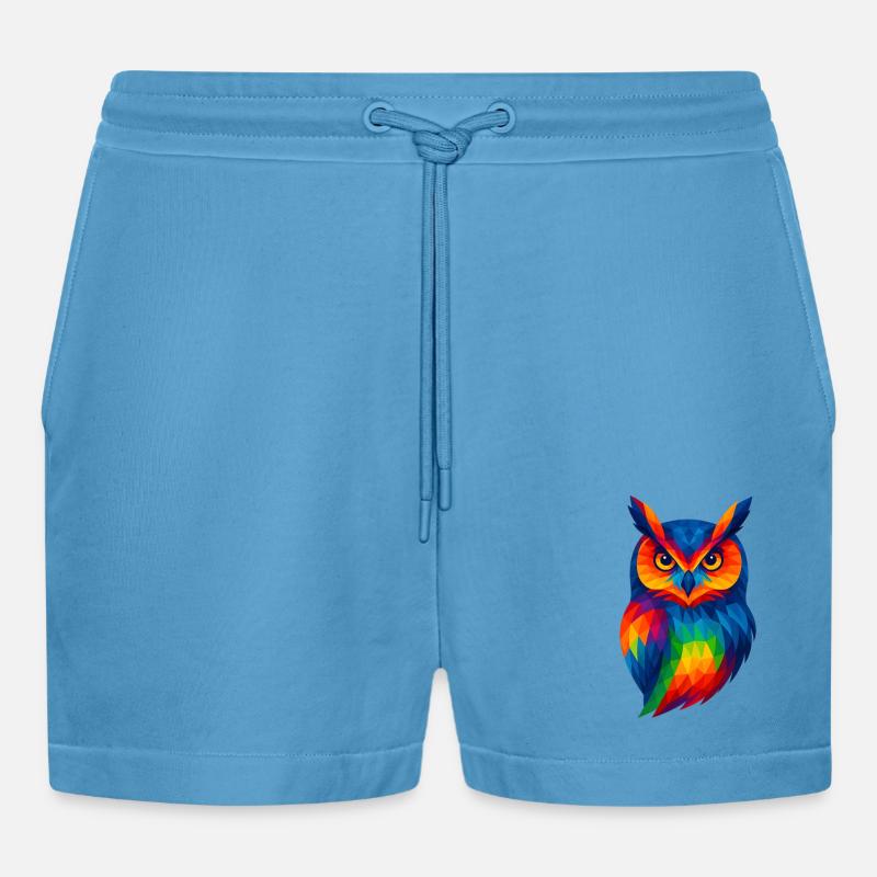 WPAP Stil Tiere - Eule - Organic Relaxed Cropped Shorts Made in EU - Sol Blue