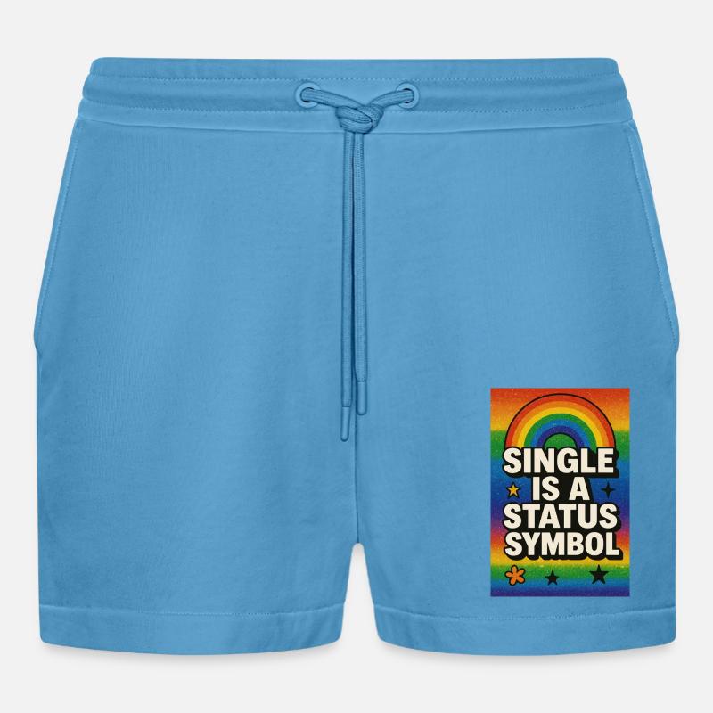 Single ist ein Statussymbol Regenbogen - Organic Relaxed Cropped Shorts Made in EU - Sol Blue