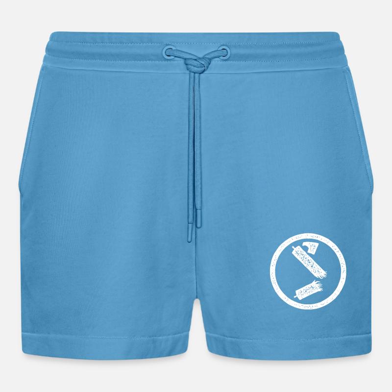 Antifa-Symbolstrahl zerstört - Organic Relaxed Cropped Shorts Made in EU - Sol Blue