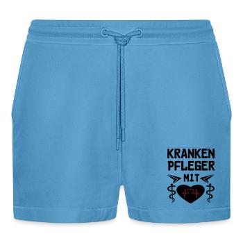 Krankenpfleger mit Herz Geschenk - Organic Relaxed Cropped Shorts Made in EU -  Sol Blue - Vorne